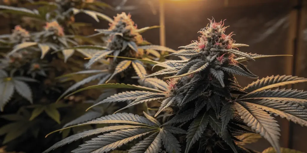 Northern Lights Auto cannabis plant flowering indoors under grow lights