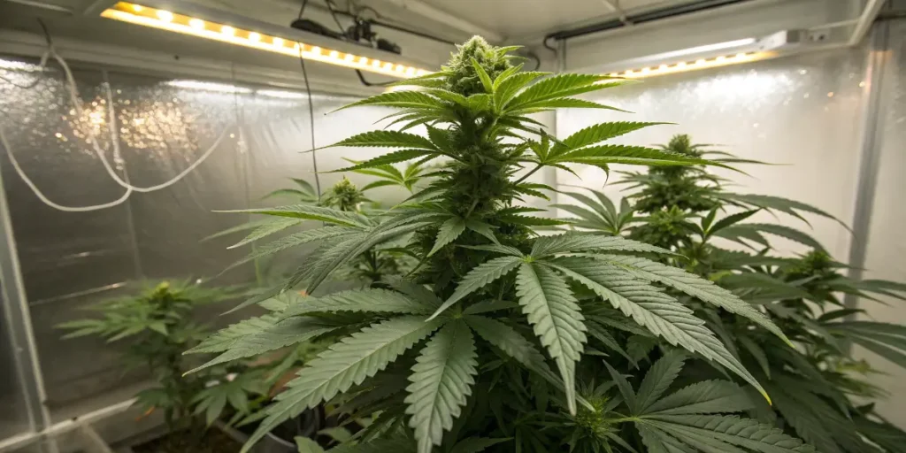 Northern Lights cannabis plant growing in vegetative stage indoors