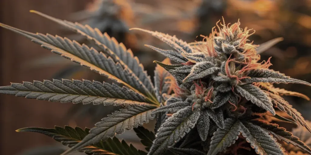 Orange Bud cannabis plant with dense resinous buds and orange pistils