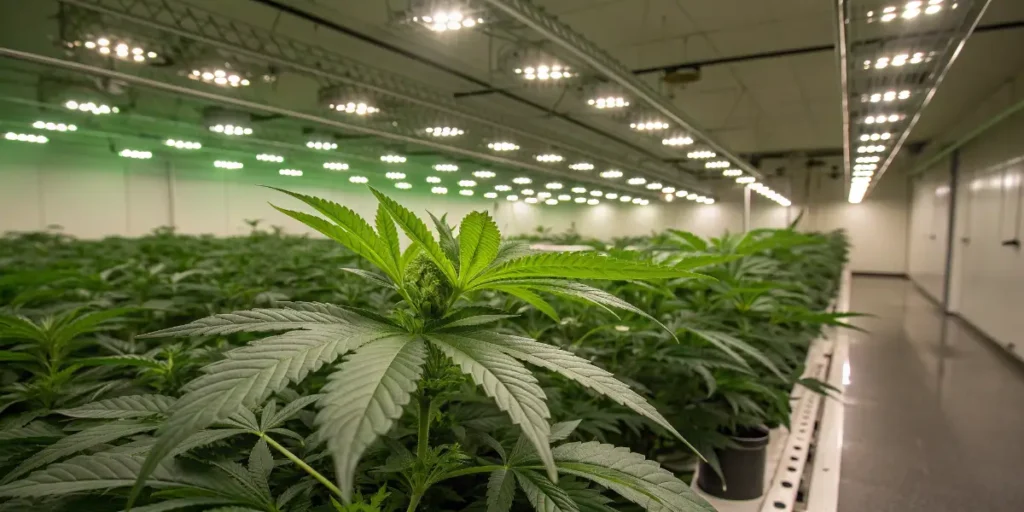 Original Clon cannabis plant with dense buds growing indoors