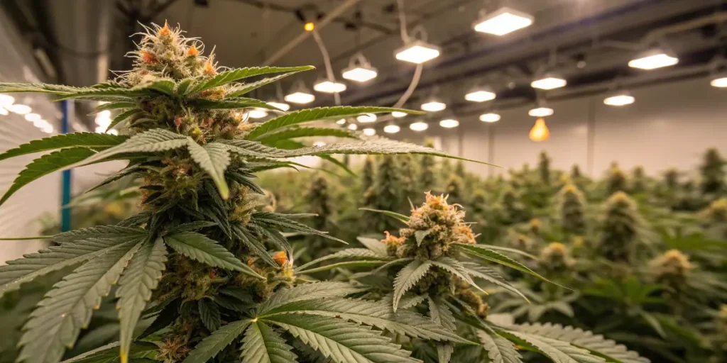 Orka cannabis buds developing in indoor cultivation room