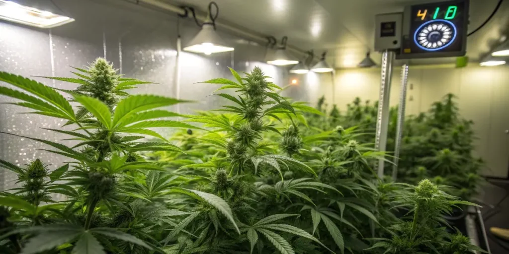 Indoor cannabis cultivation room growing Panama Red plants