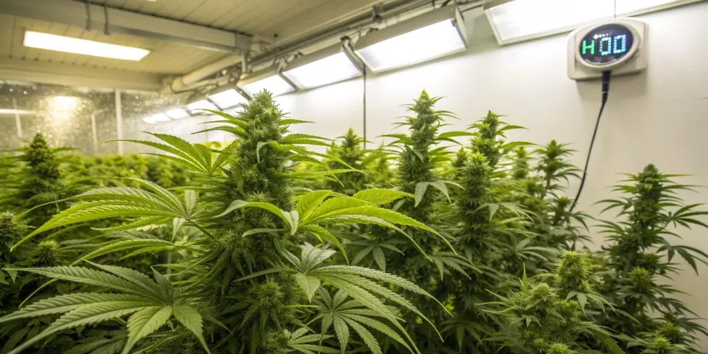 Panama Red cannabis plants growing indoors under LED lights