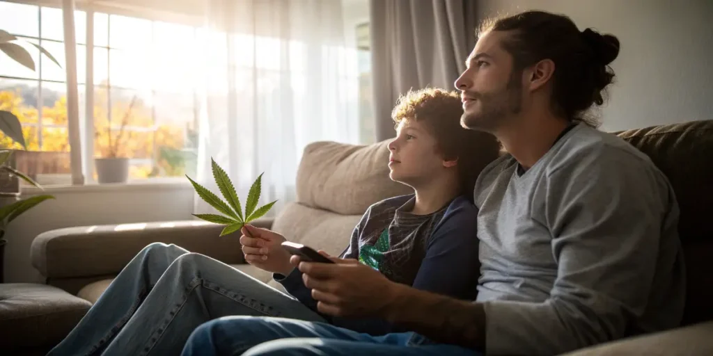 Talking to Kids About Cannabis between parent and child at home