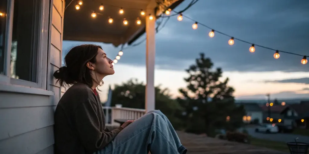 Person reflecting outdoors at dusk, highlighting relaxation tied to Cannabis Causes Red Eyes and Solutions.