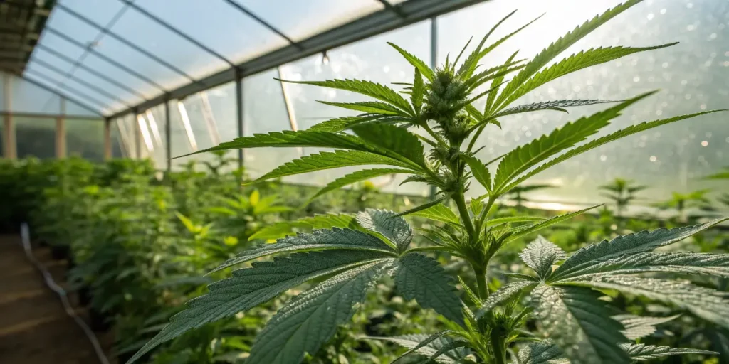 cannabis bud and leaves placed on wooden surface