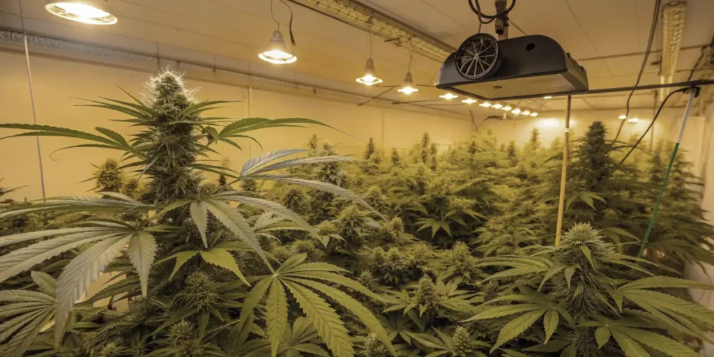 Indoor cannabis cultivation room growing Papi Chulo OG plants